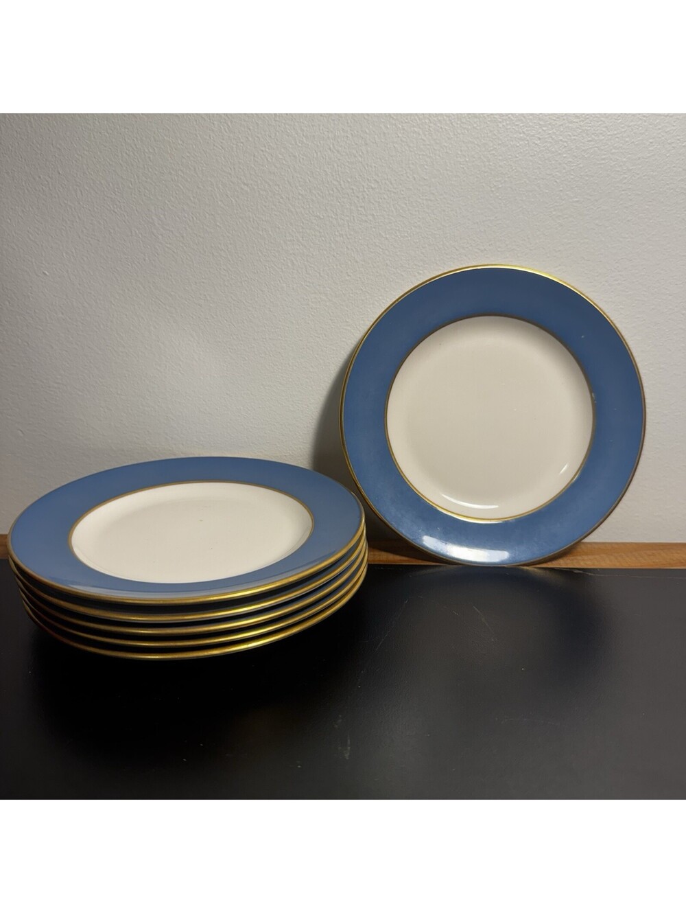 Lenox Vintage Cobalt Blue & Gold Encrusted 6in Plates Set Of 6 Bread Appetizer